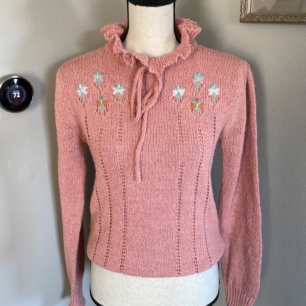 Granny chic vintage handmade sweater - Picture 3 of 6